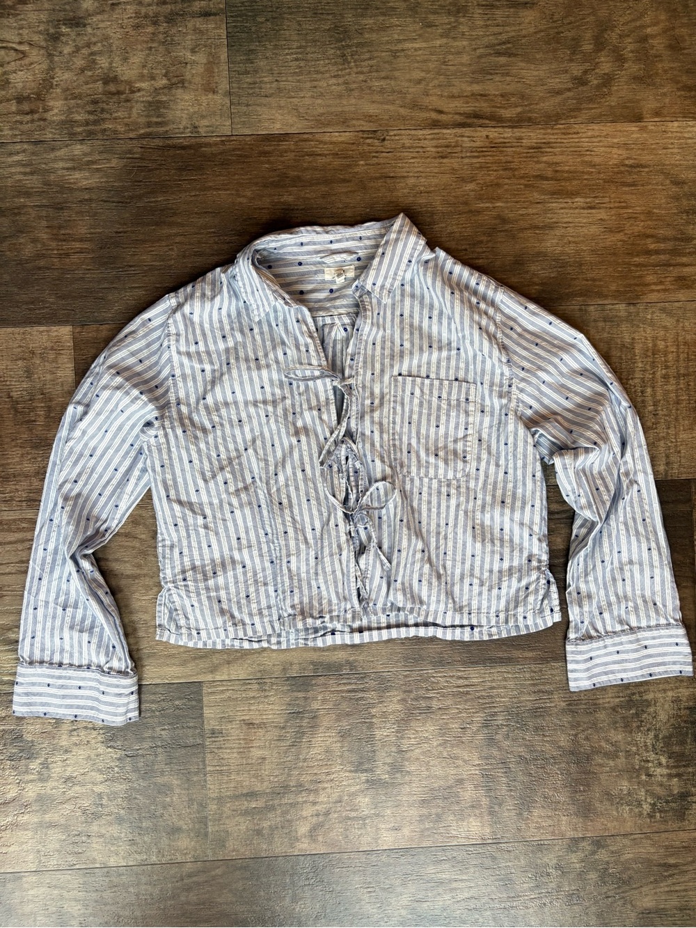 aerie Lace-Up Striped Top - Blue & White